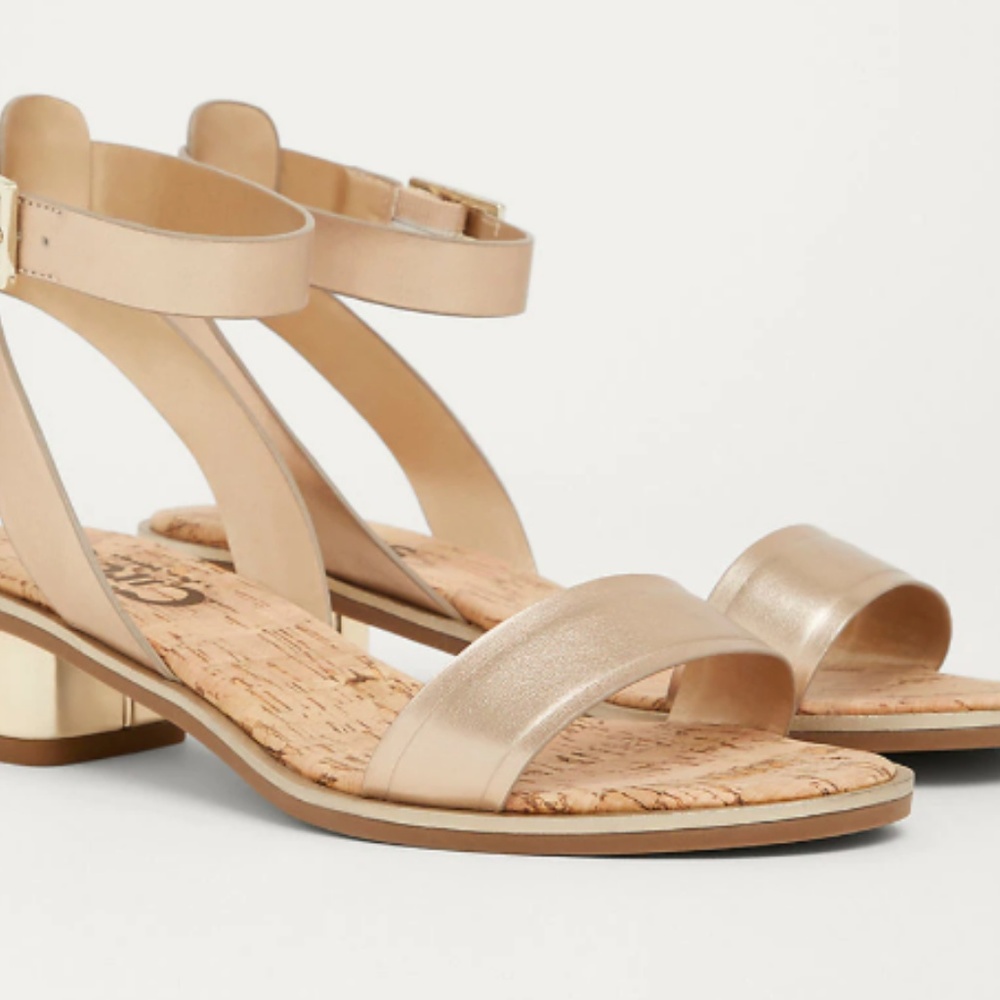 Size 8.5W Sam Edelman gold block heel sandals